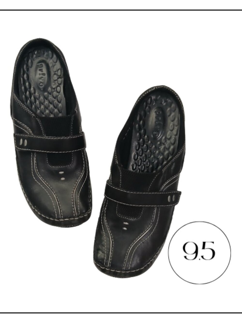 Privo Black Slip-On Clogs with Contrast Stitching